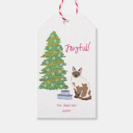 Cute Siamese Cat with Tuna Joyful Christmas  Cadeaulabel
