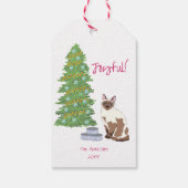 Cute Siamese Cat with Tuna Joyful Christmas Cadeaulabel (Achterkant)