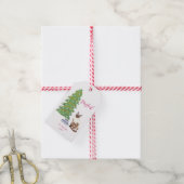 Cute Siamese Cat with Tuna Joyful Christmas Cadeaulabel (Met Touw)