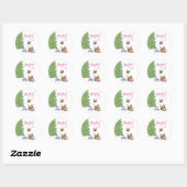 Cute Siamese Cat with Tuna Joyful Christmas  Ronde Sticker (Vel)