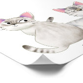 Cute Siamese Cats Illustration met Name Poster (Hoek)