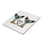 Cute Siamese Cats Tail Heart Tegeltje (Zijkant)