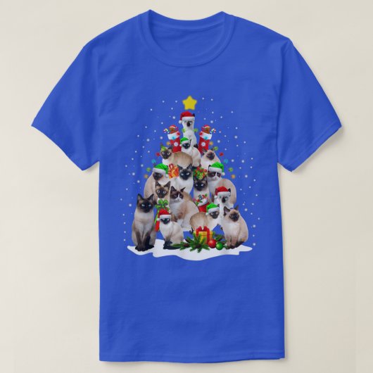 Cute Siamese Cats Tree Merry Christmas Cat Lover T-shirt (Design voorkant)
