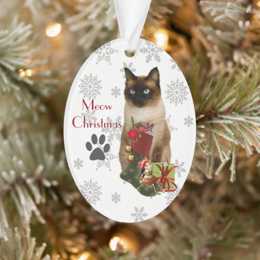 Cute Siamese Kat Kerst Ornament (Boom)