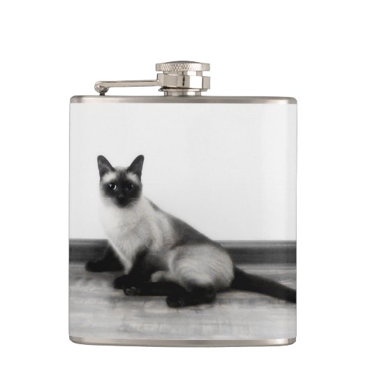 CUTE Siamese Kat Portret Foto Heupfles (Voorkant)