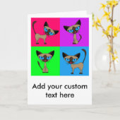 Cute Siamese katten Kaart (Gele Bloem)