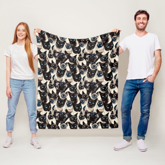 Cute Siamese katten patroon huisdier Fleece Deken (In situ)