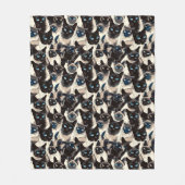 Cute Siamese katten patroon huisdier Fleece Deken (Voorkant)