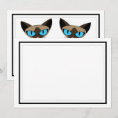 Cute Siamese Katten Tail Heart Flat Hartelijk dank Bedankkaart (Voorkant / Achterkant)