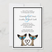 Cute Siamese Katten Tail Heart Weddenschap Kaart (Voorkant)