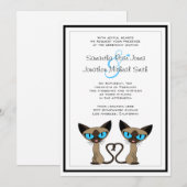 Cute Siamese Katten Tail Heart Weddenschap Kaart (Voorkant / Achterkant)