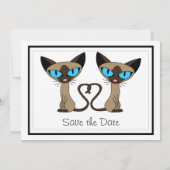 Cute Siamese Katten Tail Heart Wedding Save the Da Date (Achterkant)