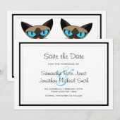 Cute Siamese Katten Tail Heart Wedding Save the Da Date (Voorkant / Achterkant)