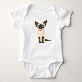 Cute Siamese kitten baby bodysuit