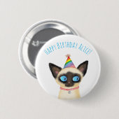 Cute Siamese kitten blije verjaardagsbadge Ronde Button 5,7 Cm (Voorkant /achterkant)