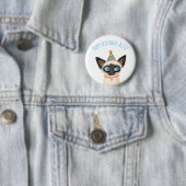 Cute Siamese kitten blije verjaardagsbadge Ronde Button 5,7 Cm (In situ)