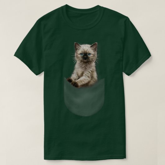 Cute Siamese Kitten Gaze uit Pocket, Cat T-shirt (Design voorkant)