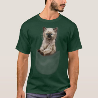 Cute Siamese Kitten Gaze uit Pocket, Cat T-shirt