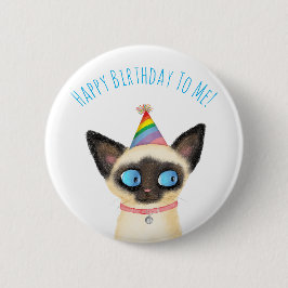 Cute Siamese kitten, gefeliciteerd met mijn badge Ronde Button 5,7 Cm