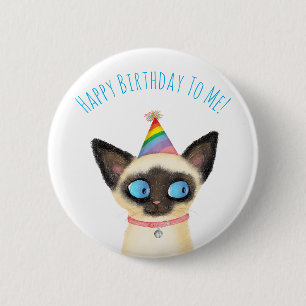 Cute Siamese kitten, gefeliciteerd met mijn badge Ronde Button 5,7 Cm