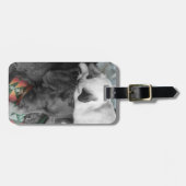 Cute Siamese Kitten leeft op het hoofd van Labrado Bagagelabel (Voorkant horizontaal)