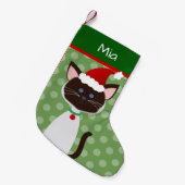 Cute Siamese Santa Kat Kleine Kerstsok (Voorkant (Hangend))