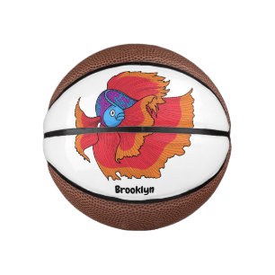 Cute Siamese vecht tegen cartoon Basketbal
