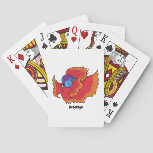 Cute Siamese vecht tegen cartoon Pokerkaarten