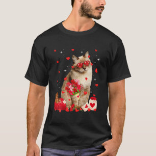 Cute Siberian Cat Valentijn Fun Cat Dad Cat Ma T-shirt