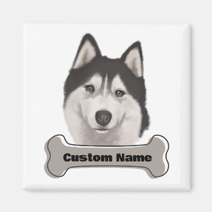 Cute Siberian Huskies Waterverf Pet Dog Magnet