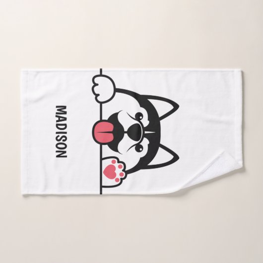 Cute Siberian Husky, aangepaste handdoekset Bad Handdoek (Handdoek)
