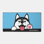 Cute Siberian Husky, aangepaste naam en kleur Bureaumat (Voorkant)
