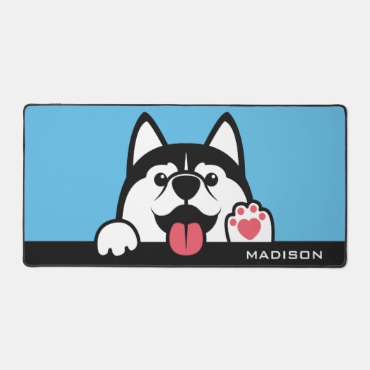 Cute Siberian Husky, aangepaste naam en kleur Bureaumat (Voorkant)
