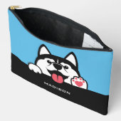 Cute Siberian Husky, aangepaste naam en kleur Etui (Open)