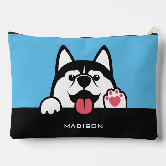 Cute Siberian Husky, aangepaste naam en kleur Etui (Achterkant)