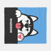 Cute Siberian Husky, aangepaste naam en kleur Fleece Deken (Voorkant (Horizontaal))
