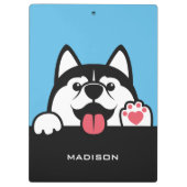 Cute Siberian Husky, aangepaste naam en kleur Klembord (Achterkant)