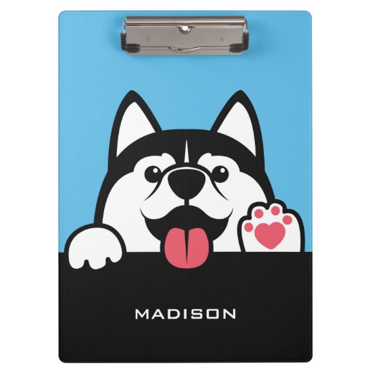 Cute Siberian Husky, aangepaste naam en kleur Klembord (Voorkant)