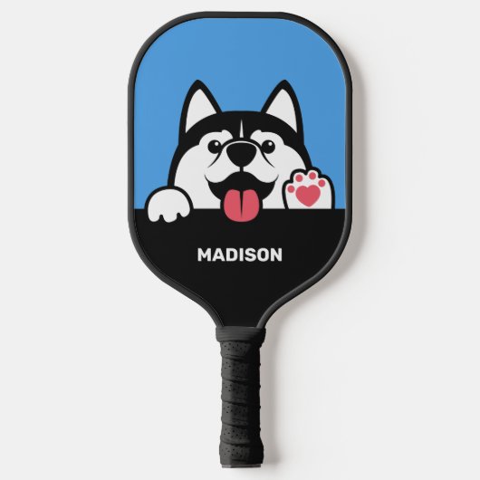 Cute Siberian Husky, aangepaste naam en kleur Pickleball Paddle (Voorkant)