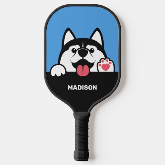 Cute Siberian Husky, aangepaste naam en kleur Pickleball Paddle (Achterkant)