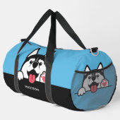 Cute Siberian Husky, aangepaste naam en kleur Plunjezak (Rechterhoek)