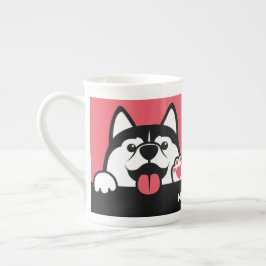 Cute Siberian Husky, aangepaste naam en kleur Porselein Kop