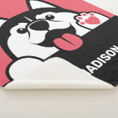 Cute Siberian Husky, aangepaste naam en kleur Sherpa Deken (3/4)