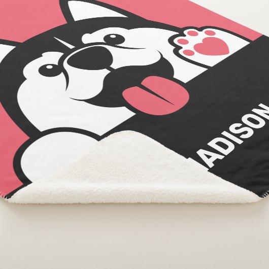 Cute Siberian Husky, aangepaste naam en kleur Sherpa Deken (3/4)