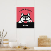 Cute Siberian Husky aangepaste tekst en kleuren-Po Poster (Keuken)