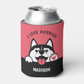 Cute Siberian Husky aangepaste tekst & kleur Blikjeskoeler (Blikje Voorkant)