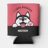 Cute Siberian Husky aangepaste tekst & kleur Blikjeskoeler (Voorkant)