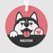 Cute Siberian Husky aangepaste tekst & kleur Ornament (achterkant)