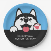 Cute Siberian Husky aangepaste tekst & kleur Papieren Bordje (Voorkant)