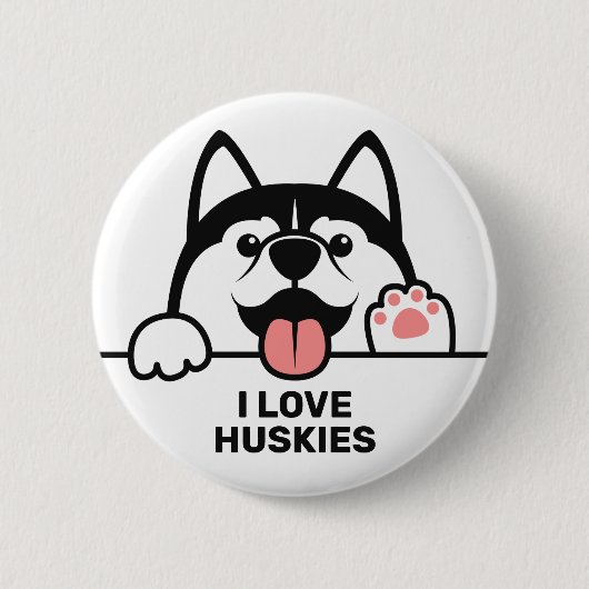 Cute Siberian Husky aangepaste tekstknoppen Ronde Button 5,7 Cm (Voorkant)